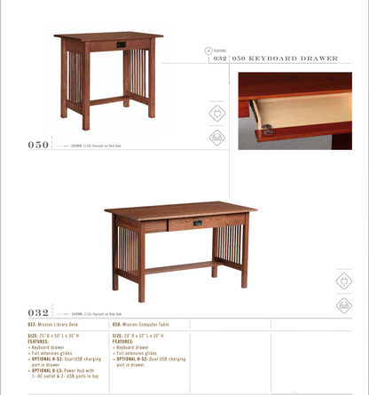 Mission Large Secretary Desk with File Drawer