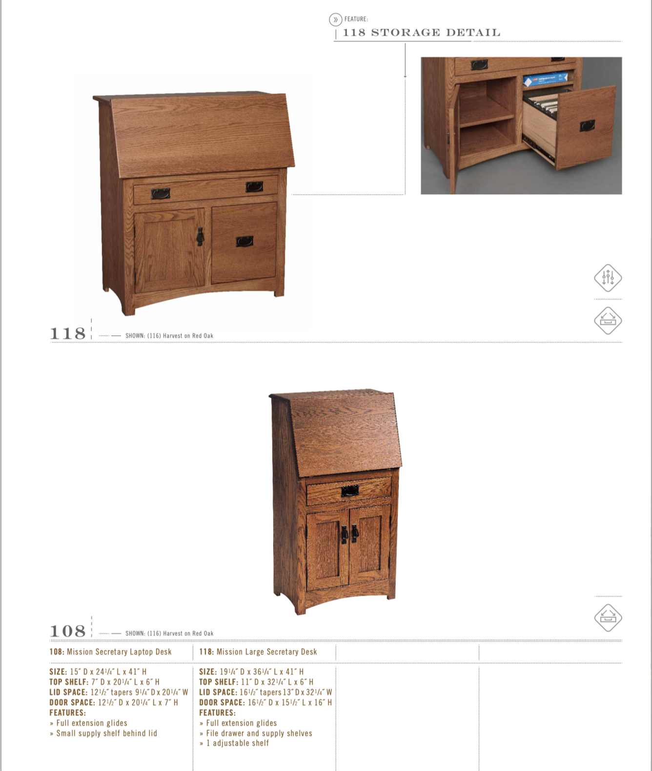 Mission Large Secretary Desk with File Drawer