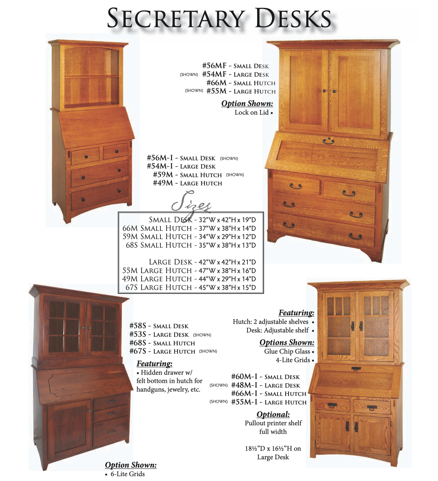 Deluxe Mission Secretary Desk with Hutch Top