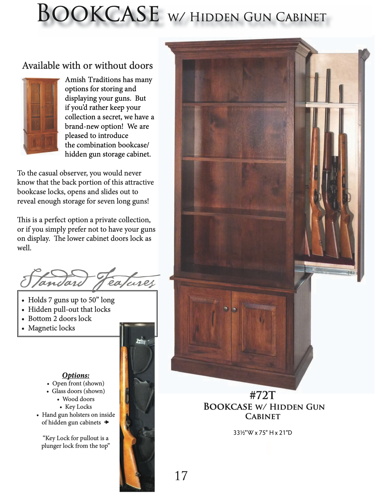 7 Gun Mission Bookcase with Hidden Gun Cabinet