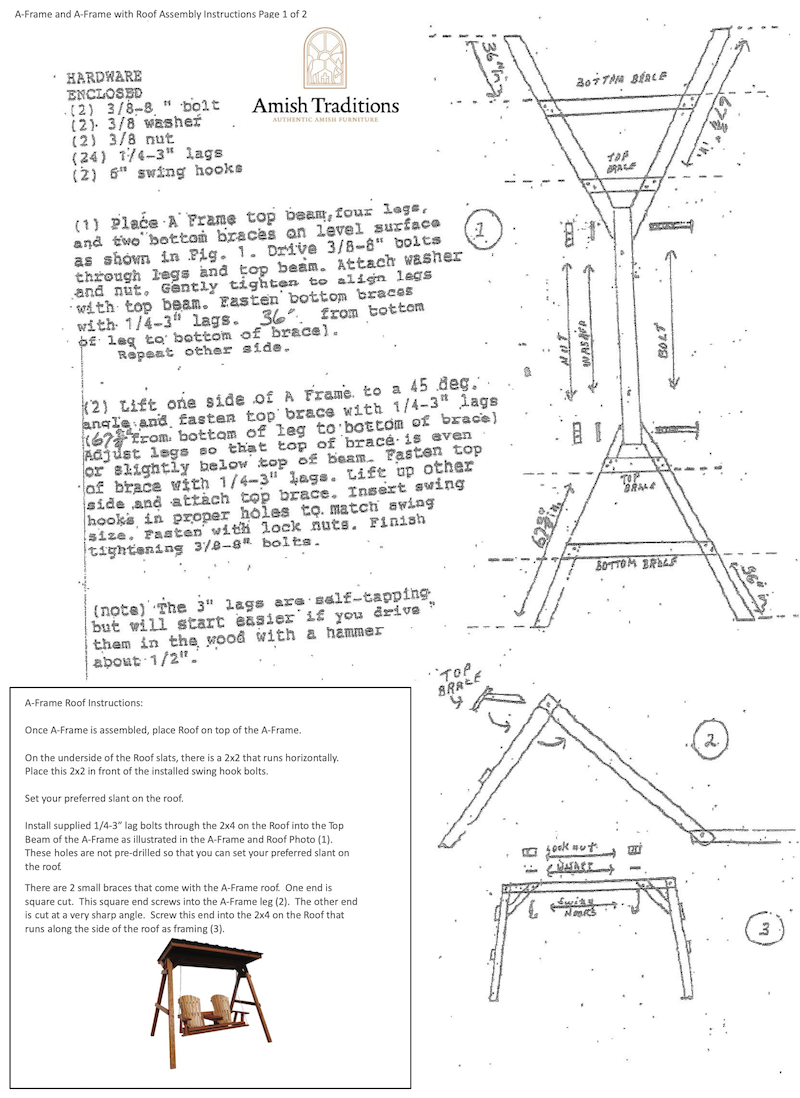 A-Frame w/ 4" x 4" Posts with Roof for 4' and 5' Swings