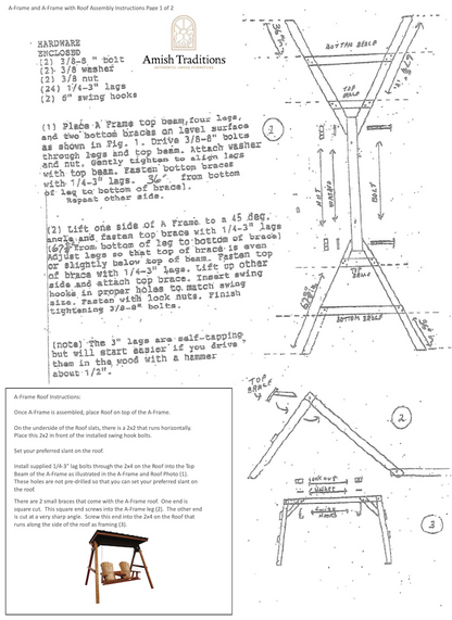 A-Frame w/ 4" x 4" Posts with Roof for 4' and 5' Swings